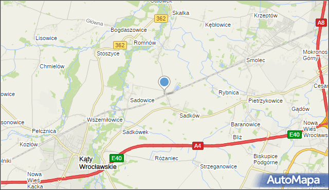mapa Sadowice Wrocławskie, Sadowice Wrocławskie na mapie Targeo